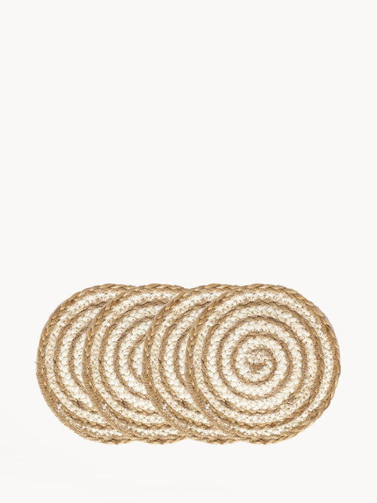 Ancient Craft Coffee Spiral Coaster Set - Natural (Set of 4)